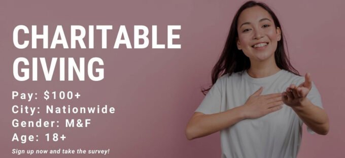 ONLINE FOCUS GROUP USA ABOUT CHARITABLE GIVING – $100 – $150